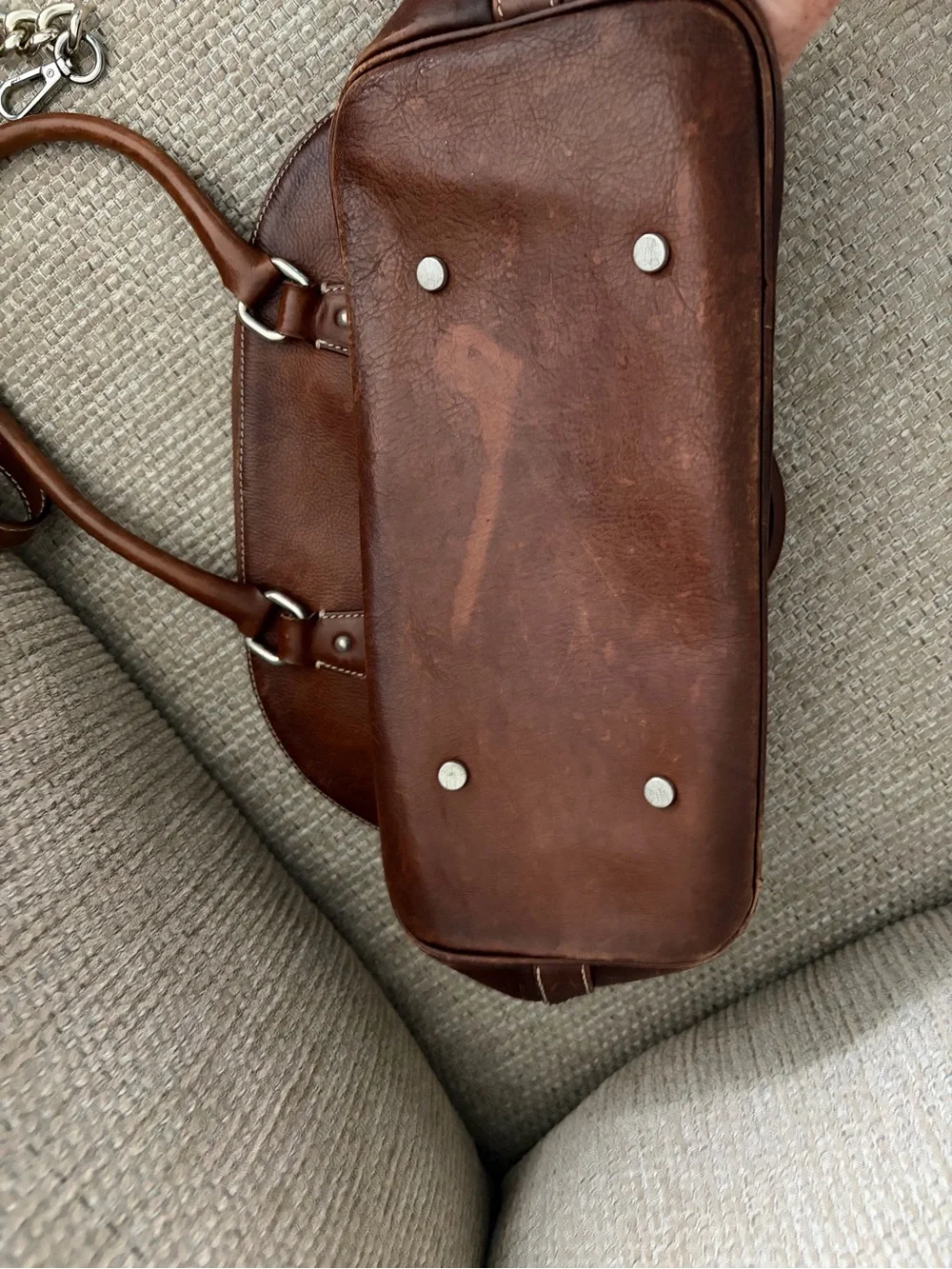 Polished Brown Leather Dome Satchel - Women
